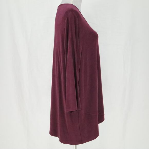 Chicos Traveler Top 3 Womens XL Plum Purple Slinky Stretch Knit Pullover Blouse - Picture 11 of 13